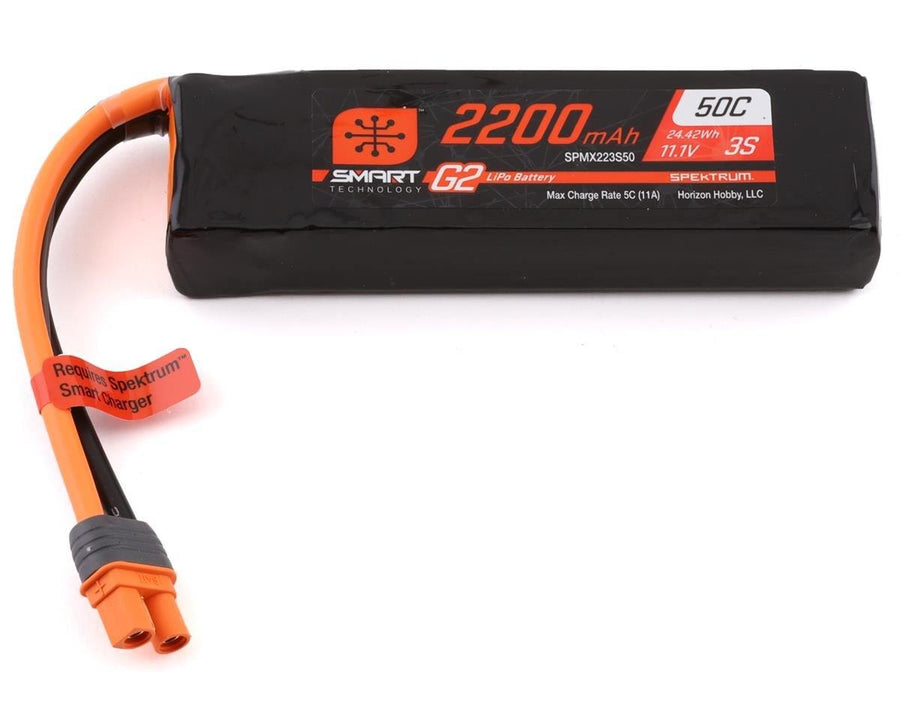Spektrum 2200mAh 3S 11.1V Smart G2 LiPo 50C IC3 SPMX223S50 - Excel RC