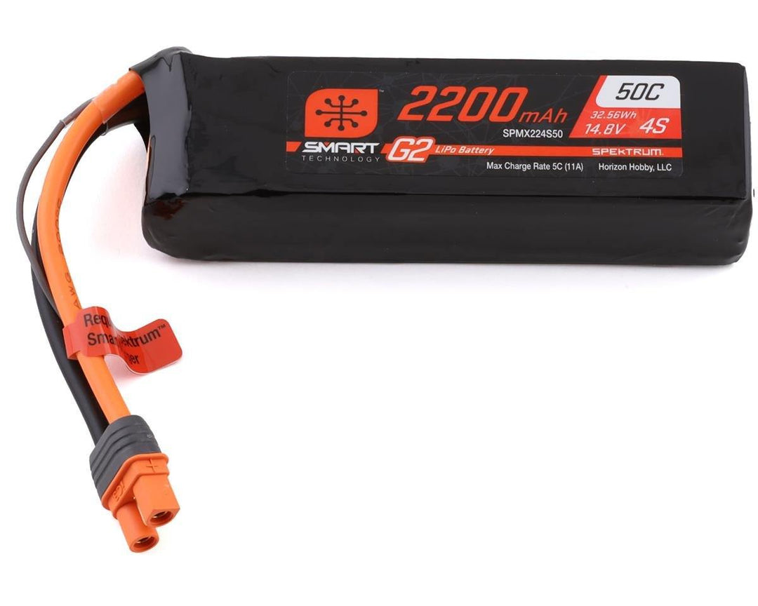 Spektrum 2200mAh 4S 14.8V Smart G2 LiPo 50C IC3 SPMX224S50 - Excel RC