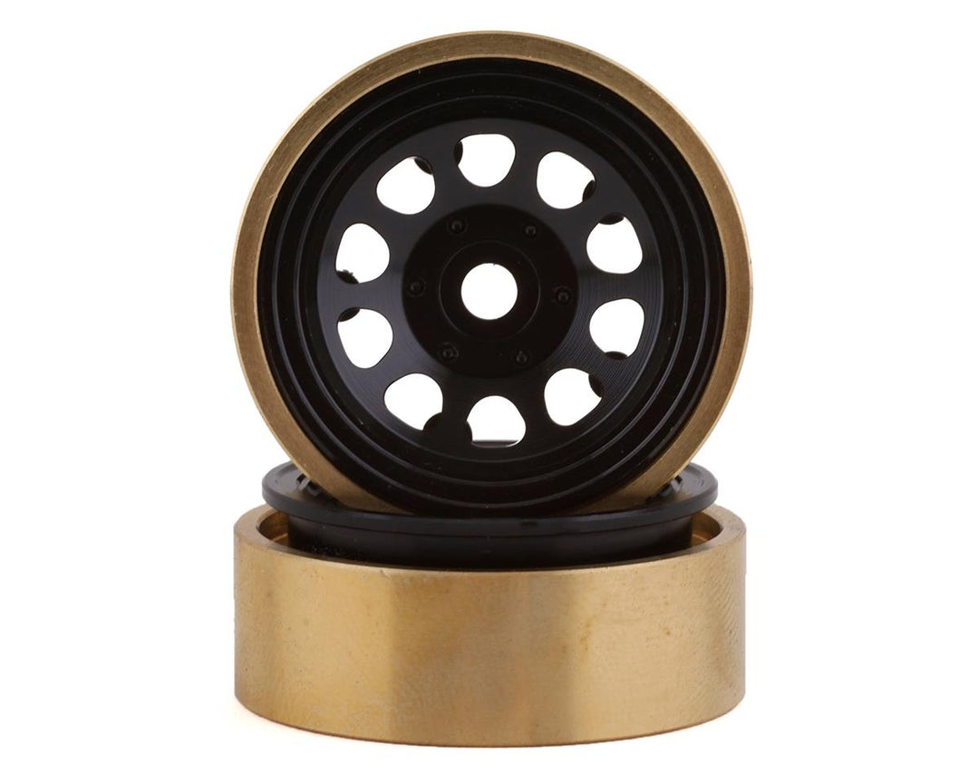 SD RC SCX24 1.0” Aluminum/Brass D Hole Beadlock Wheels (Black) (2) SSD00458