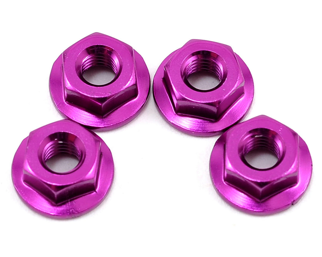 Yokomo 4mm Aluminum Serrated Flanged Nut (Purple) (4) YOKZC-N4FP